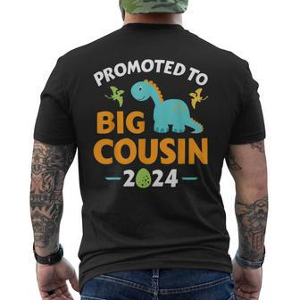 Promoted To Big Cousin 2024 With Dinosaur New Baby Shower Mens Back Print T-shirt | Mazezy UK