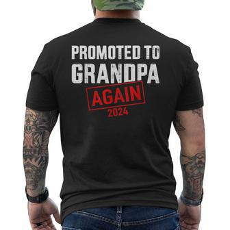 Promoted To Grandpa 2024 Again For New Baby Grandfather Mens Back Print T-shirt | Mazezy