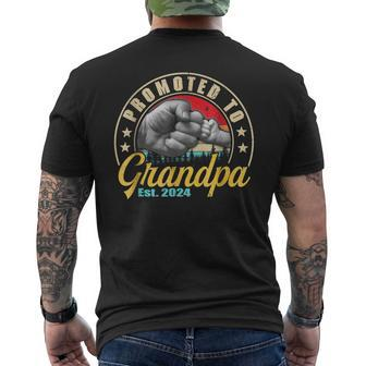 Promoted To Grandpa Est 2024 Men Vintage First Time Grandpa Mens Back Print T-shirt - Seseable