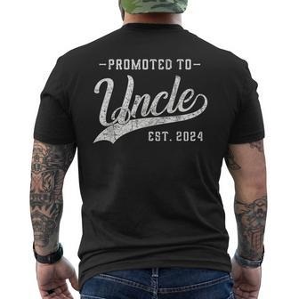 Promoted To Uncle Est 2024 Father's Day To New Dad Men's T-shirt Back Print - Monsterry