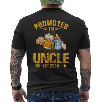 Promoted To Uncle Est 2024 Pregnancy Announcement Men's T-shirt Back Print - Monsterry