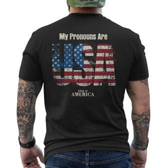 My Pronouns Are Usa 4Th Of July Celebration Proud American Men's T-shirt Back Print - Monsterry UK