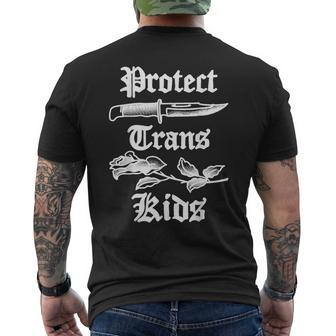 Protect Trans Kids Knife Lgbtq Rose Ally Trans Pride Flag Mens Back Print T-shirt | Mazezy