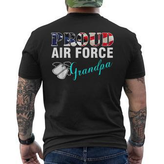 Proud Air Force Grandpa With American Flag Veteran Men's Back Print T-shirt | Mazezy