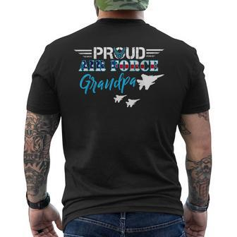 Proud Air Force Grandpa Us Military Veteran Day Men's Back Print T-shirt | Mazezy