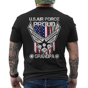 Proud Air Force Grandpa Veteran Pride Men's Back Print T-shirt | Mazezy