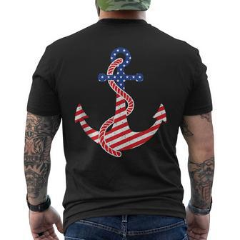 Proud American Flag Anchor Nautical Vintage 4Th Of July Anchor Funny Gifts Mens Back Print T-shirt | Mazezy UK