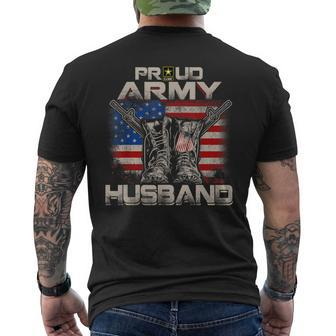 Proud Army Husband America Flag Us Military Pride Men's Back Print T-shirt | Mazezy