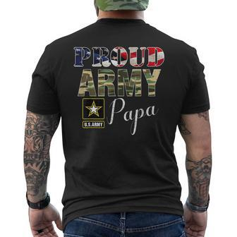 Proud Army Papa With American Flag For Veteran Day Men's Back Print T-shirt