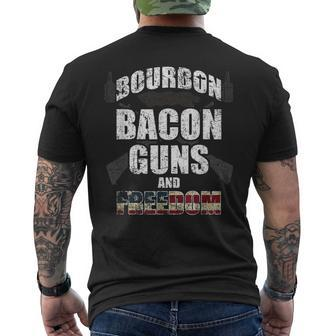 Proud Bourbon Bacon Guns Freedom Independence Day Men's T-shirt Back Print | Mazezy