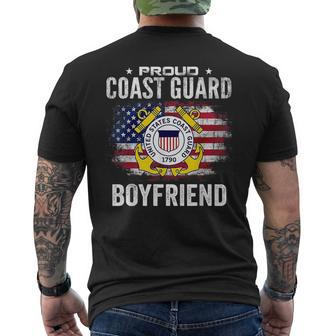 Proud Coast Guard Boyfriend With American Flag Gift Veteran Veteran Funny Gifts Mens Back Print T-shirt | Mazezy