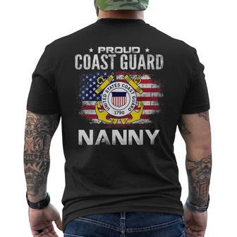Proud Coast Guard Nanny With American Flag Gift Veteran Veteran Funny Gifts Mens Back Print T-shirt | Mazezy