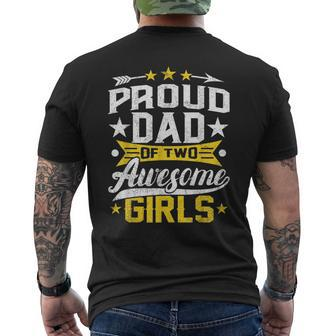Proud Dad Of Two Awesome Girls Father Day Mens Back Print T-shirt | Mazezy