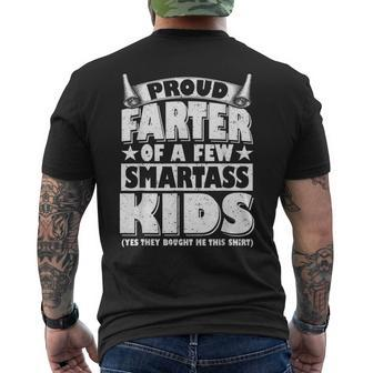 Proud Father Of A Few Smartass Kids Fathers Day Vintage Gift Mens Back Print T-shirt - Seseable