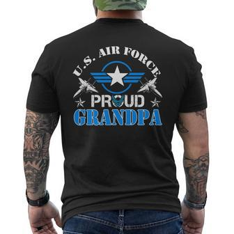 Proud Grandpa Us Air Force Usaf Veteran Men's Back Print T-shirt | Mazezy