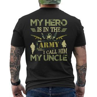 Proud My Hero Is In The Army I Call Him My Uncle Men's Back Print T-shirt | Mazezy