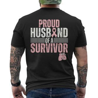 Proud Husband Of Survivor Breast Cancer Survivor Awareness Men's T-shirt Back Print - Seseable