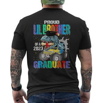 Proud Lil Brother Of A 2023 Graduate Monster Truck Dinosaur Men's Back Print T-shirt | Mazezy