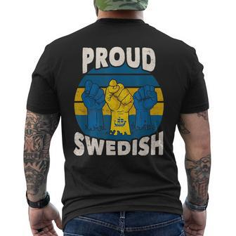Proud Swedish - Nordic Scandinavian Sweden Flag Pride Gifts Mens Back Print T-shirt | Mazezy