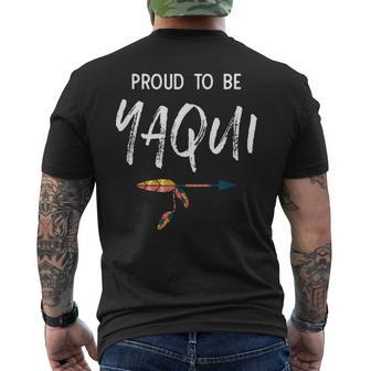 Proud To Be Yaqui Native American Pride Headdress Mens Back Print T-shirt | Mazezy