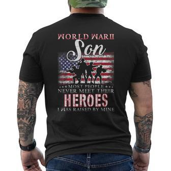 Proud World War 2 Veteran Son Ww2 Grandchild Men's Back Print T-shirt | Mazezy