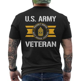 Proudly Served Us Army Veteran E8 First Sergeant Men's Back Print T-shirt | Mazezy