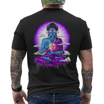 Psychedelic Buddha Zen Yoga Meditation Psytrance Festival Men's T-shirt Back Print | Mazezy