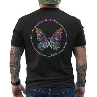 Ptsd Awareness Not All Wounds Are Visible Teal Suicide Mens Back Print T-shirt | Mazezy
