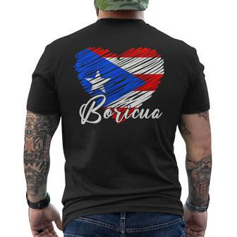Puerto Rican Hispanic Heritage Boricua Puerto Rico Heart Men's T-shirt Back Print - Seseable