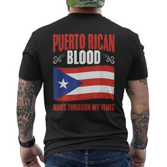 Puerto Rico Flag Boricua Puerto Rican Blood Pride Men's T-shirt Back Print - Seseable