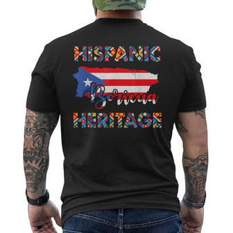 Puerto Rico Flag Hispanic Heritage Boricua Rican Men's T-shirt Back Print - Seseable