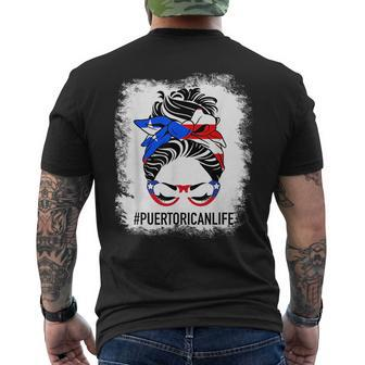 Puerto Rico Flag Pride Messy Bun Puerto Rican Mens Back Print T-shirt - Seseable
