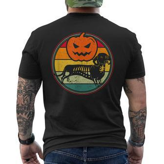 Pumpkin Dachshund Halloween Jack O Lantern Wiener Dog Halloween Men's T-shirt Back Print | Mazezy