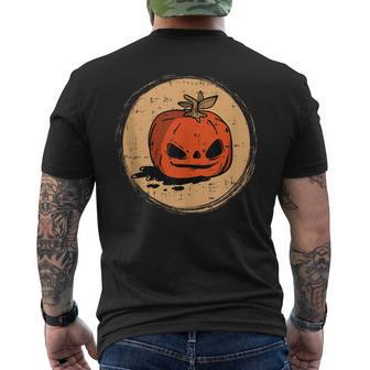 Pumpkin Face Halloween Costume Scary Jack O Lantern Men's T-shirt Back Print | Mazezy