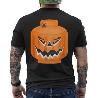 Pumpkin Jack O Lantern Building Brick Head Family Matching Men's T-shirt Back Print | Mazezy