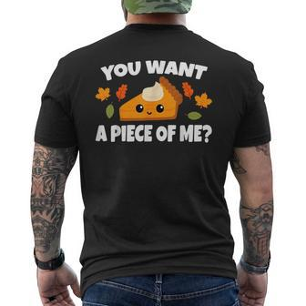 Pumpkin Pie Thanksgiving You Want A Piece Of Me Men's T-shirt Back Print | Mazezy
