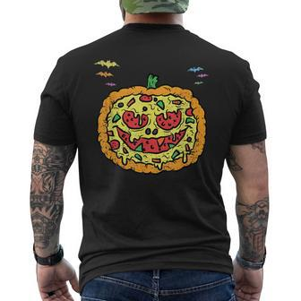 Pumpkin Pizza Hallowen Costume Scary Jack O Lantern Foodie Men's T-shirt Back Print - Thegiftio UK