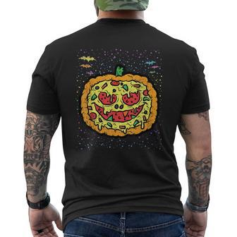 Pumpkin Pizza Hallowen Costume Scary Jack O Lantern Foodie Men's T-shirt Back Print - Monsterry CA