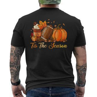 Pumpkin Spice Football Tis The Season Fall Thanksgiving Long Men's T-shirt Back Print - Seseable