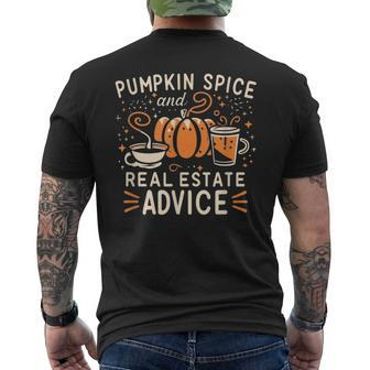 Pumpkin Spice And Real Estate Advice Men's T-shirt Back Print - Thegiftio UK