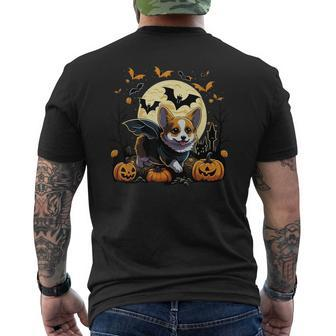 Pumpkin Welsh Corgi Costume On Welsh Corgi Halloween Men's T-shirt Back Print - Seseable