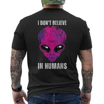 Purple Pink Alien Face Halloween Costume Men's T-shirt Back Print - Monsterry
