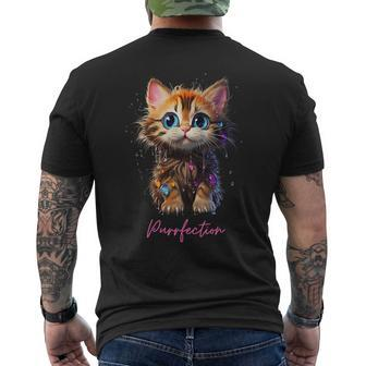 Purrfection Kitten For Cat Lovers Mens Back Print T-shirt | Mazezy