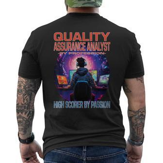 Quality Assurance Analyst Gamer Fun Pun Gaming Men's T-shirt Back Print | Mazezy