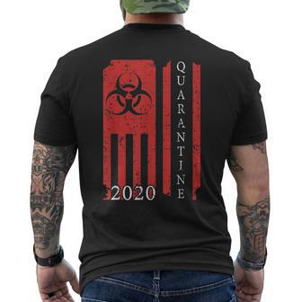 Quarantine 2020 American Flag Bio-Hazard Community Awareness Men's T-shirt Back Print | Mazezy
