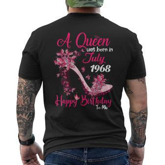 A Queen Was Born In July 1968 High Heel 55Th Birthday Men's T-shirt Back Print - Thegiftio UK