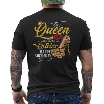 This Queen Was Born In October Birthday Leopard High Heel Men's T-shirt Back Print - Thegiftio UK
