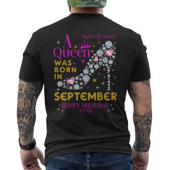 A Queen Was Born In September- Happy Birthday To Me Men's T-shirt Back Print