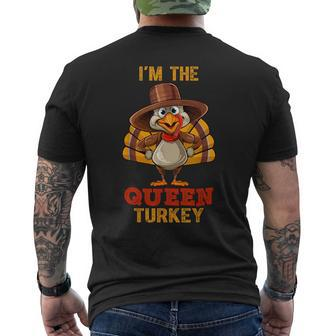 Queen Turkey Matching Family Group Thanksgiving Men's T-shirt Back Print - Seseable