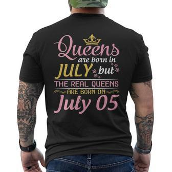 Queens Are Born In July The Real Queens Are Born On July 05 Mens Back Print T-shirt | Mazezy